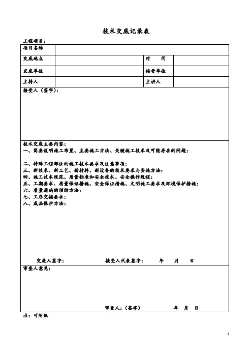 技术交底记录表