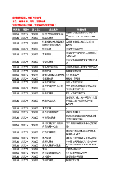 新版湖北省武汉市黄陂区办公用品企业公司商家户名录单联系方式地址大全140家