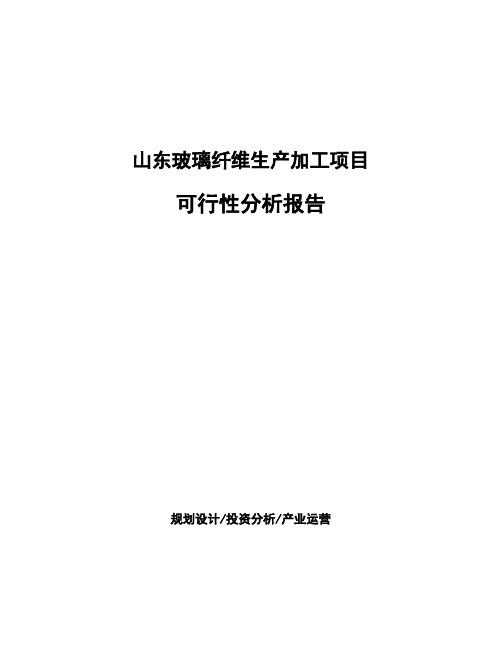 山东玻璃纤维生产加工项目 可行性分析报告