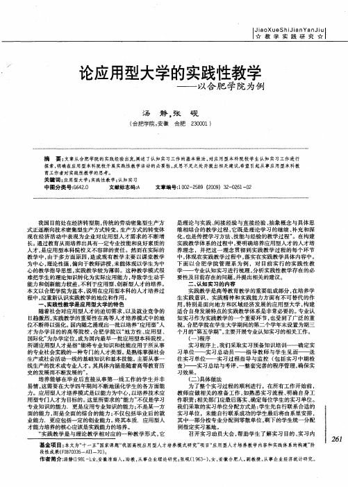 论应用型大学的实践性教学——以合肥学院为例