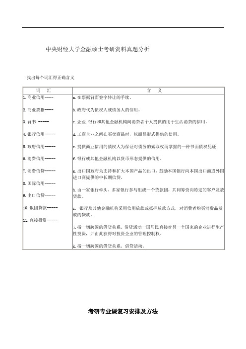 中央财经大学金融硕士考研资料真题分析