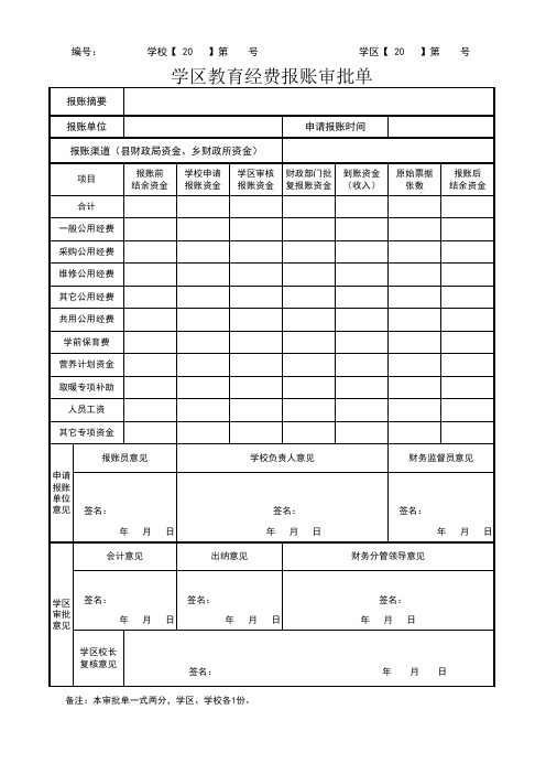 教育经费报账审批单