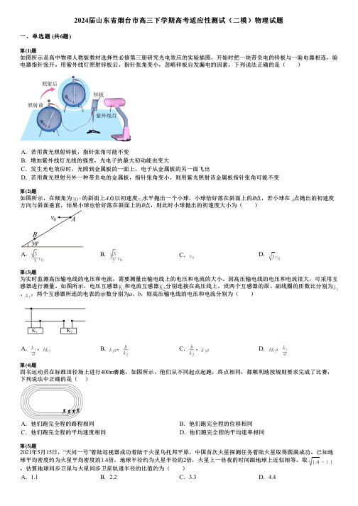 2024届山东省烟台市高三下学期高考适应性测试(二模)物理试题 (2)