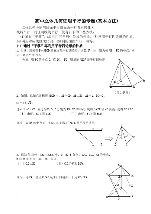 立体几何中线面平行的经典方法+经典题(附详细解答)