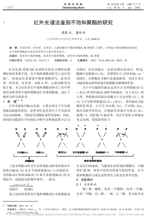 红外光谱法鉴别不饱和聚酯的研究