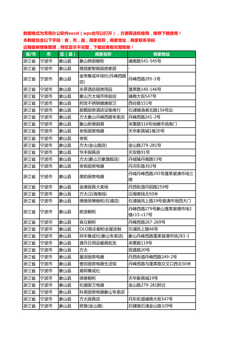 2020新版浙江省宁波市象山县厨卫电器工商企业公司商家名录名单联系电话号码地址大全41家