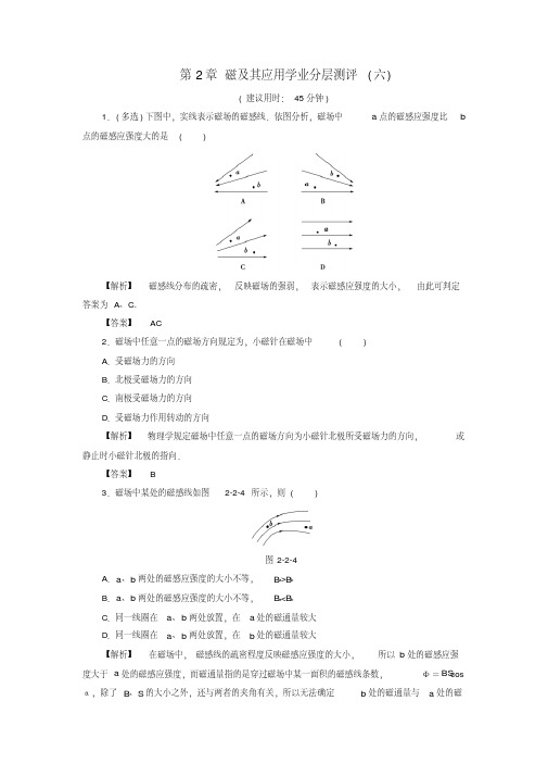 高中物理第2章磁及其应用学业分层测评6含解析鲁科版选修1_1