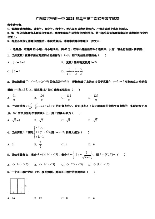 广东省兴宁市一中2025届高三第二次联考数学试卷含解析