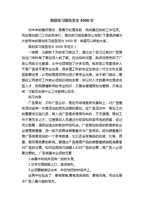 策划实习报告范文3000字