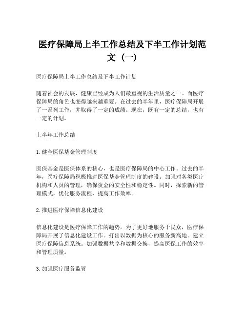 医疗保障局上半工作总结及下半工作计划范文 (一)