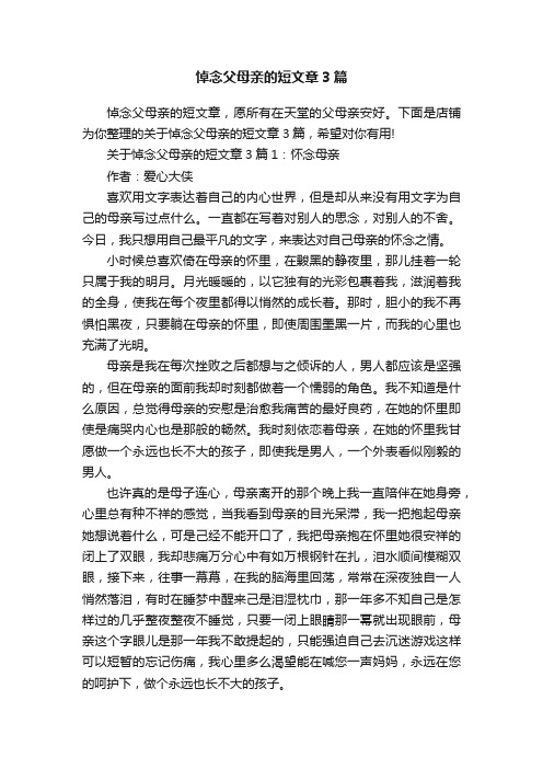 悼念父母亲的短文章3篇