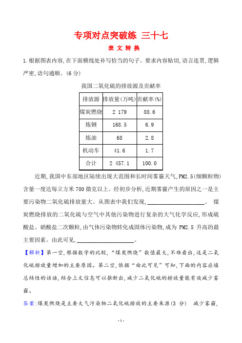 2020年高考语文复习专项对点突破练 表 文 转 换