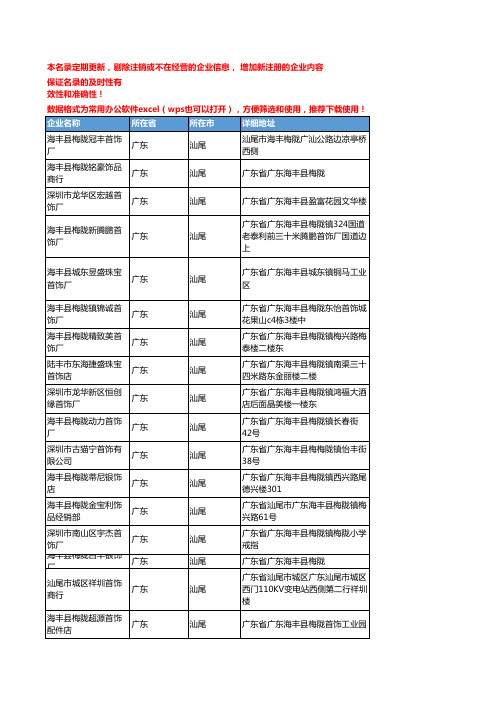 2020新版广东汕尾时尚饰品企业公司名录名单黄页联系方式大全122家