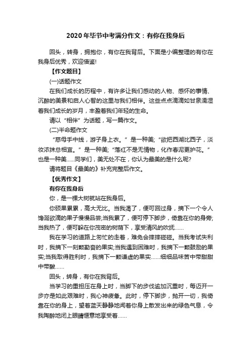 2020年毕节中考满分作文：有你在我身后