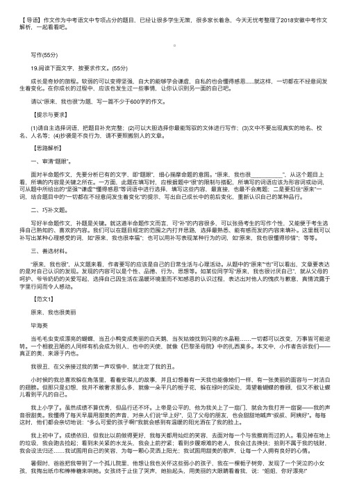 2018安徽中考作文解析：原来，我也很——