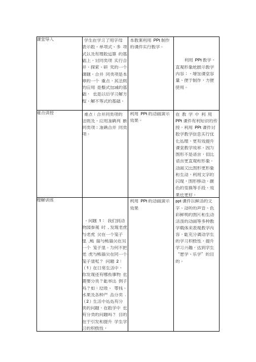 应用技术优化课堂教学案例模板