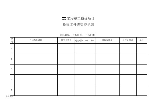 全套开标评标表格模板