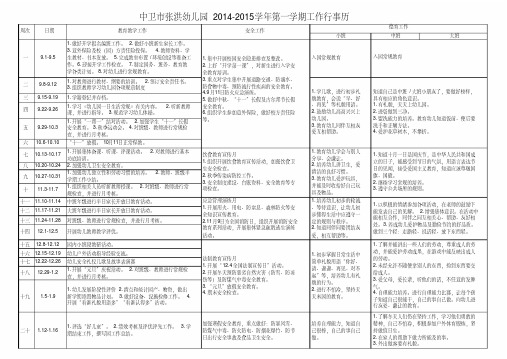 幼儿园工作行事历