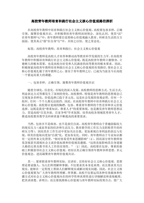 高校青年教师培育和践行社会主义核心价值观路径探析