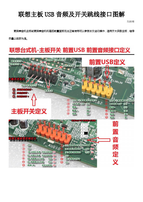 联想主板USB音频及开关跳线接口图解