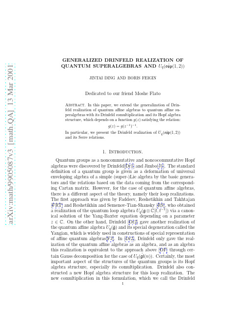 Generalized Drinfeld realization of quantum superalgebras and $U_q(hat {frak osp}(1,2))$