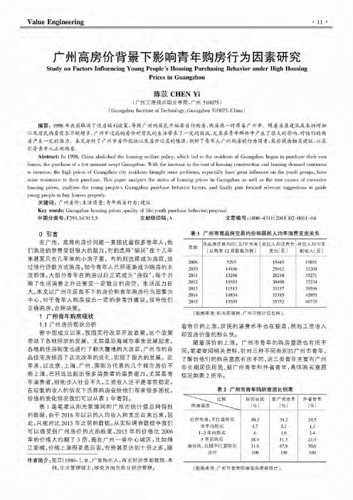 广州高房价背景下影响青年购房行为因素研究