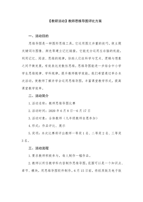 【教研活动】教师思维导图评比方案