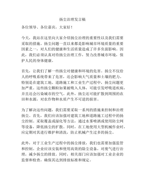 扬尘治理发言稿