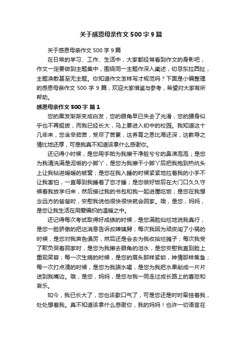 关于感恩母亲作文500字9篇