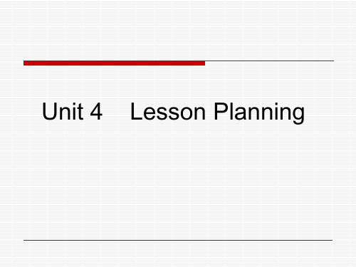 unit 4 Lesson Planning