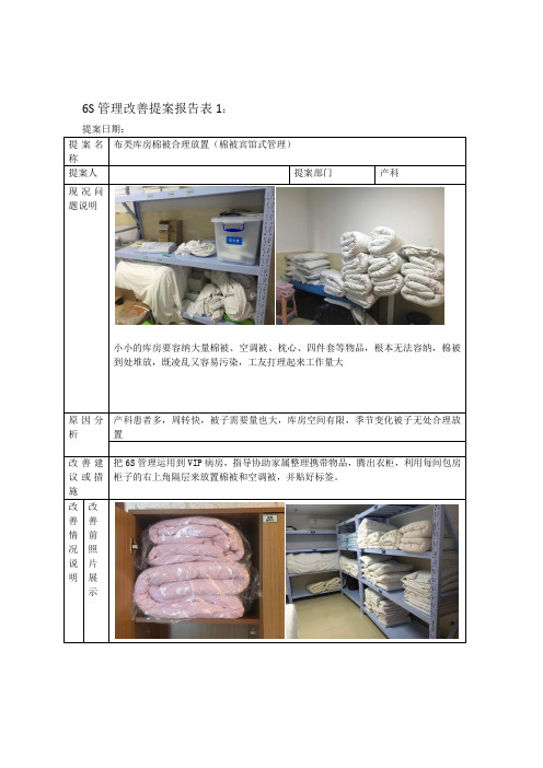 6S管理改善提案报告表