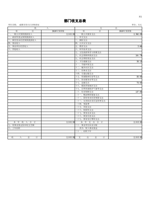 部门收支总表