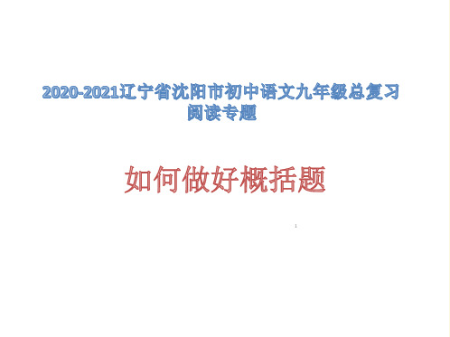 辽宁省沈阳市中考语文总复习阅读专题：如何做好概括题