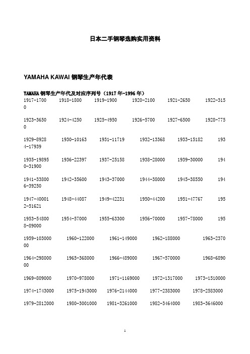 日本雅马哈(YAMAHA)、卡哇伊(KAWAI)二手钢琴选购实用资料