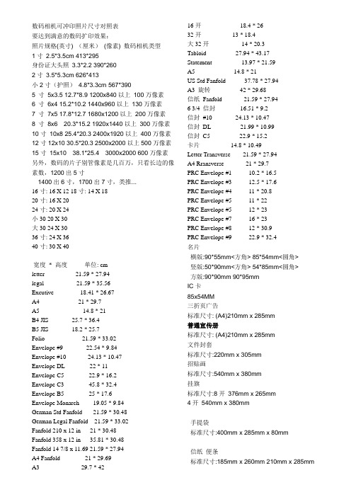 打印机纸张规格