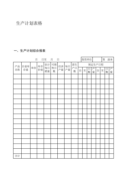 (完整版)生产计划表格