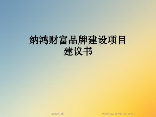纳鸿财富品牌建设项目建议书