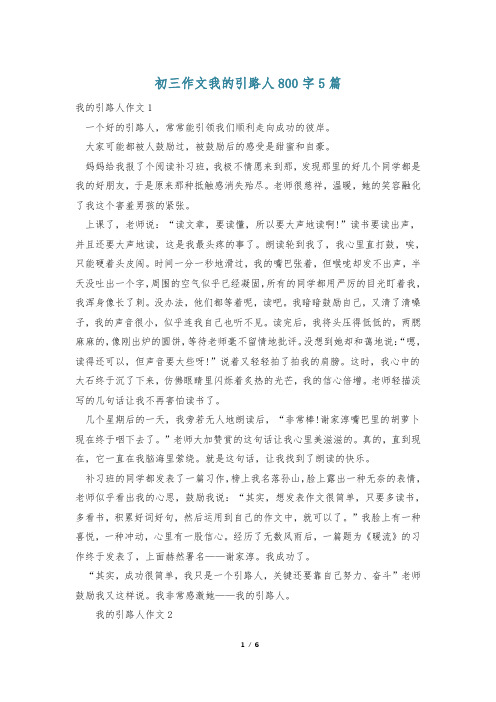 初三作文我的引路人800字5篇