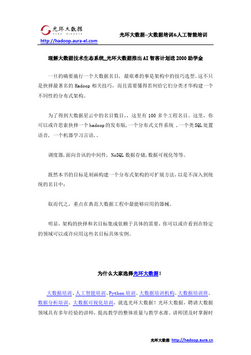 理解大数据技术生态系统_光环大数据推出AI智客计划送2000助学金