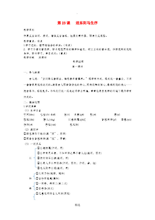 八年级语文下册 第五单元 第23课 送东阳马生序教案 苏教版