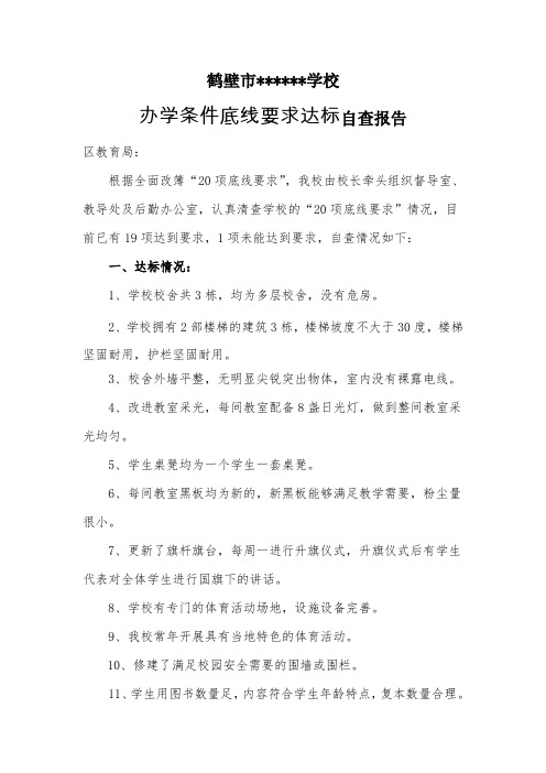 学校办学条件底线要求达标自查报告