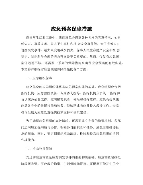 应急预案保障措施