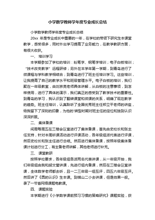 小学数学教师学年度专业成长总结