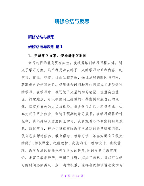 研修总结与反思