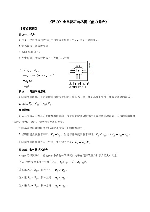 《浮力》全章复习与巩固(能力提升)-2020-2021学年八年级物理下册要点突破与同步训练(人教版)