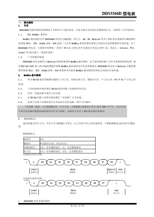 DDS D型通讯协议 ModBus 