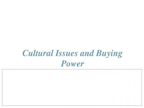 Cultural Issues and Buying Power