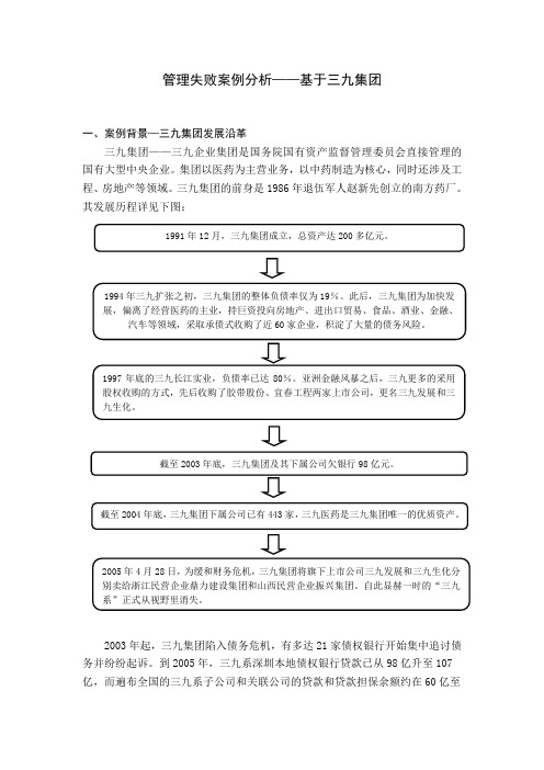 管理失败案例分析--基于三九集团