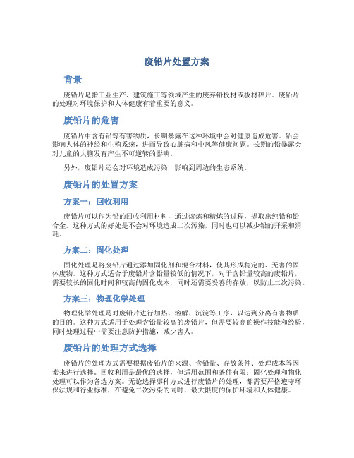 废铅片处置方案