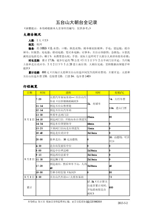 五台山大朝台全记录教程